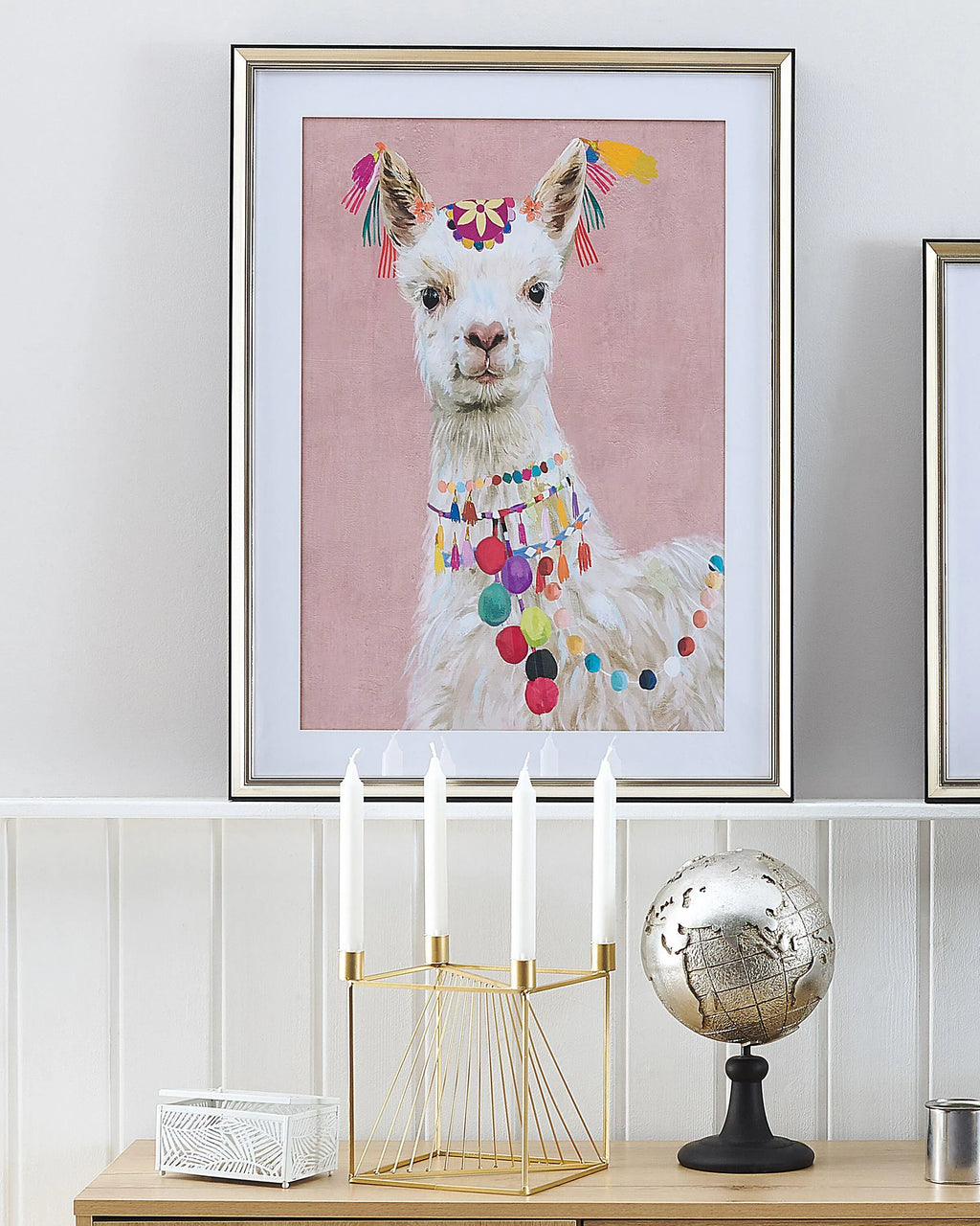 Impression murale encadrée Motif animal 60 x 80 cm Rose