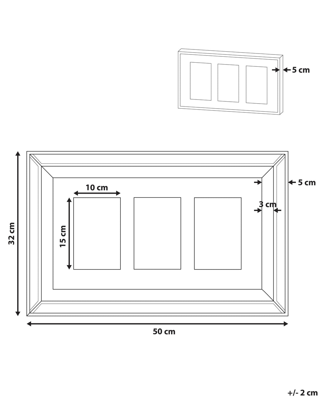 Cornice per 3 foto Argento