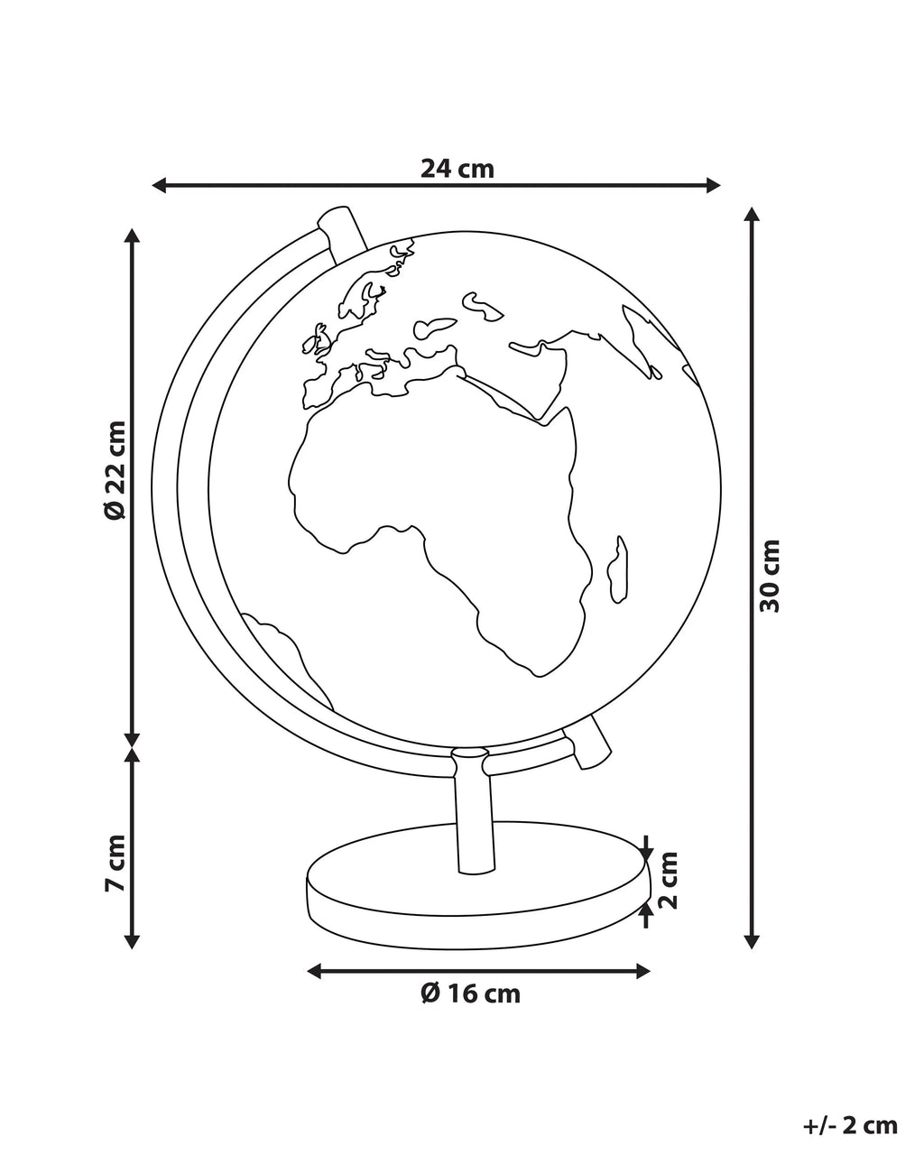 Mappemonde LED Jaune 30 cm