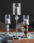 Bougeoir en verre 38 cm marron