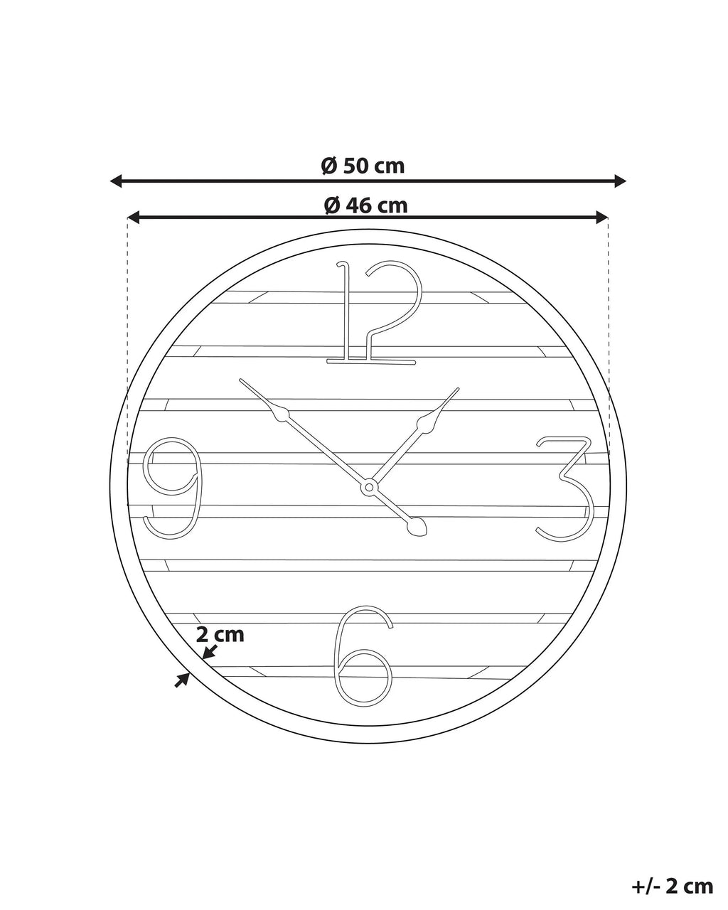 Horloge murale 50 cm Bois de sapin Marron foncé