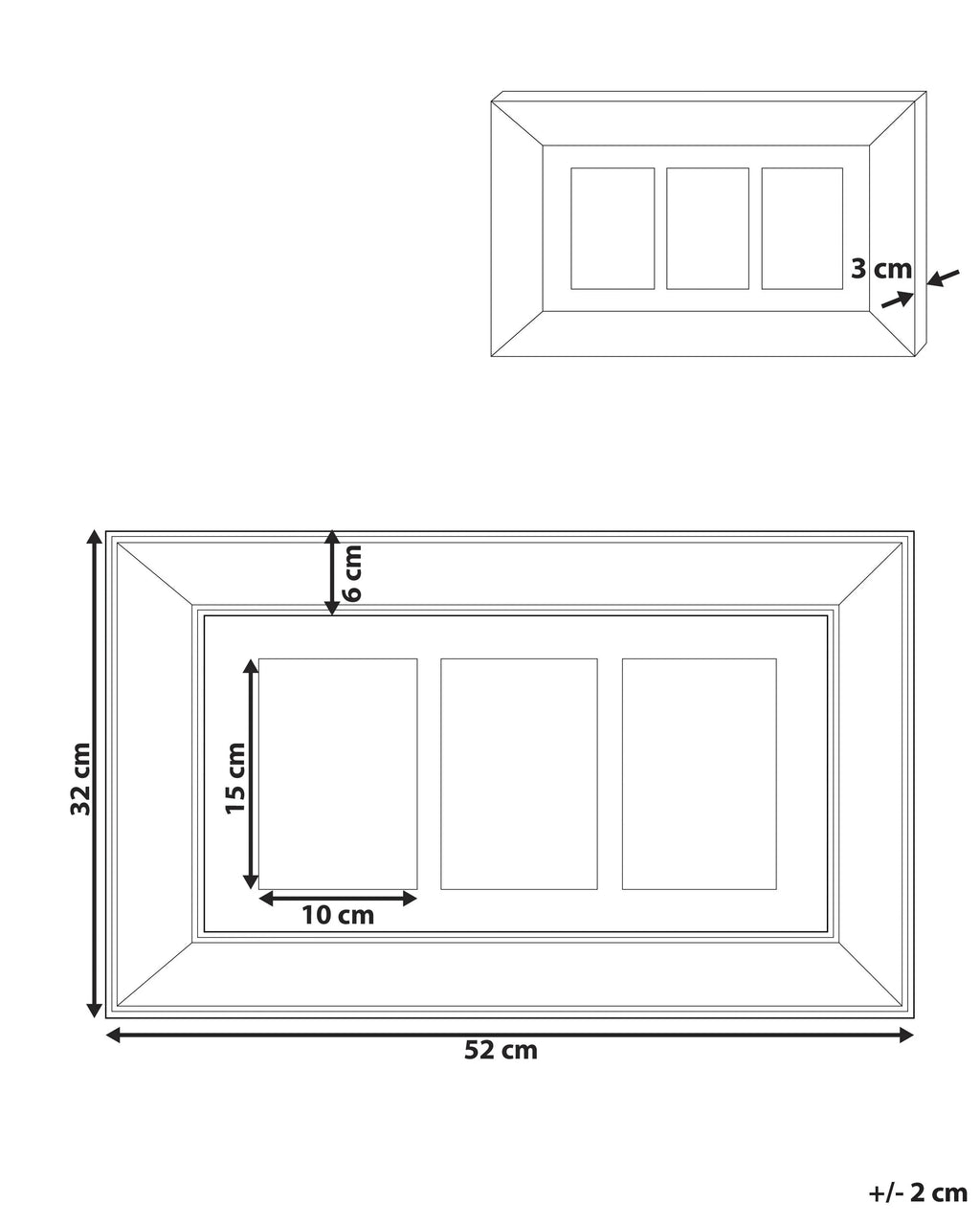 Cornice per 3 foto  Rame