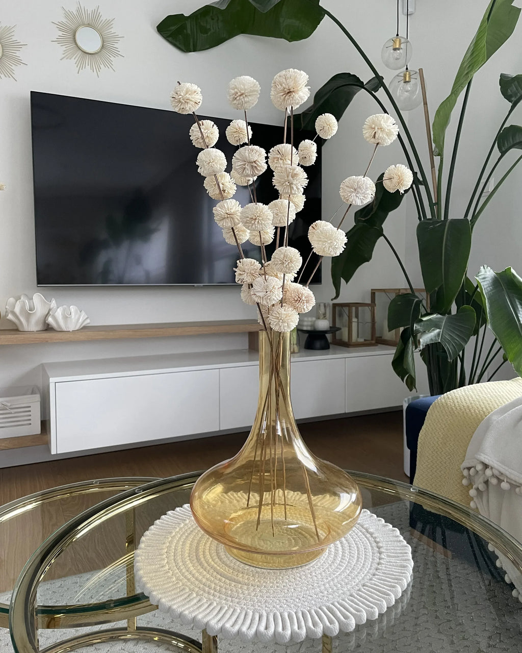 Vaso decorativo Vetro 30 cm Giallo