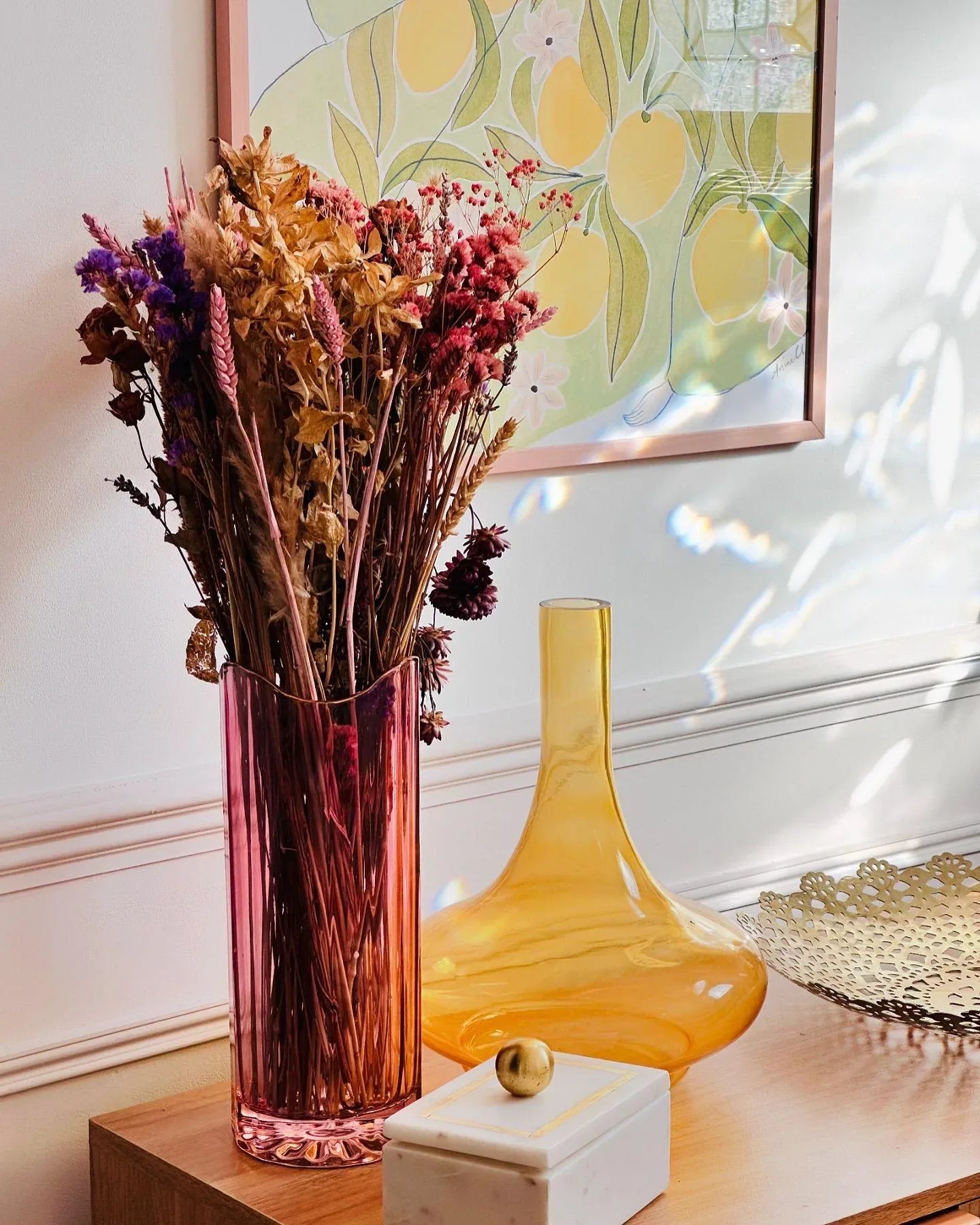 Vaso decorativo Vetro 30 cm Giallo