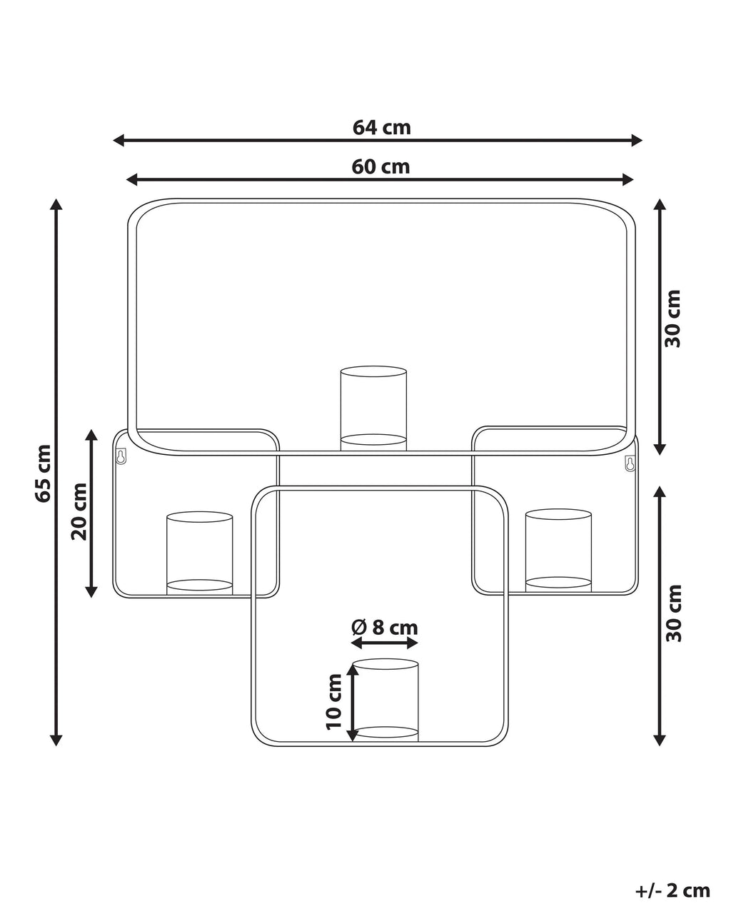 Portacandele da parete  Metallo 65 cm Nero