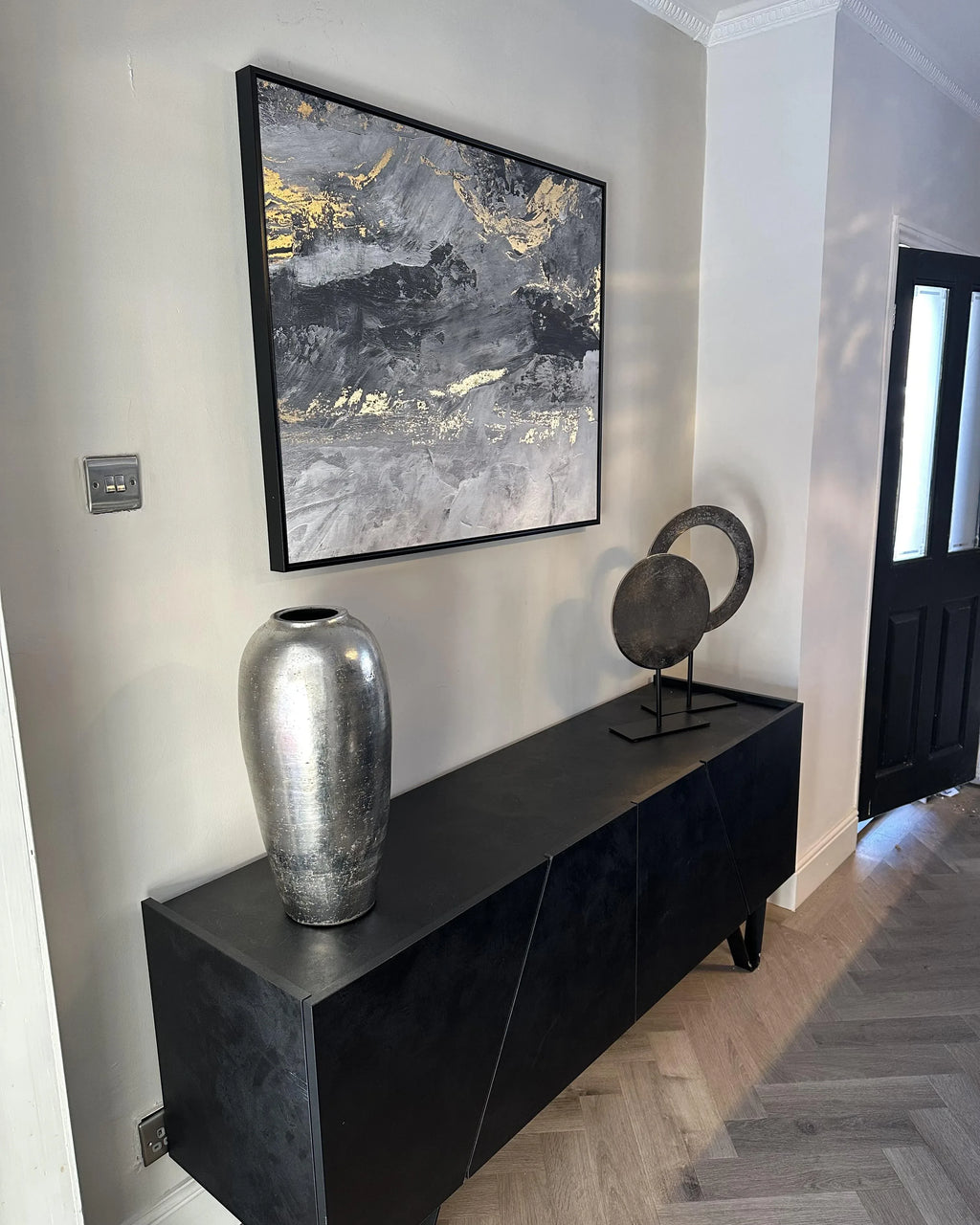 Stampa su tela Motivo astratto 83 x 103 cm Grigio