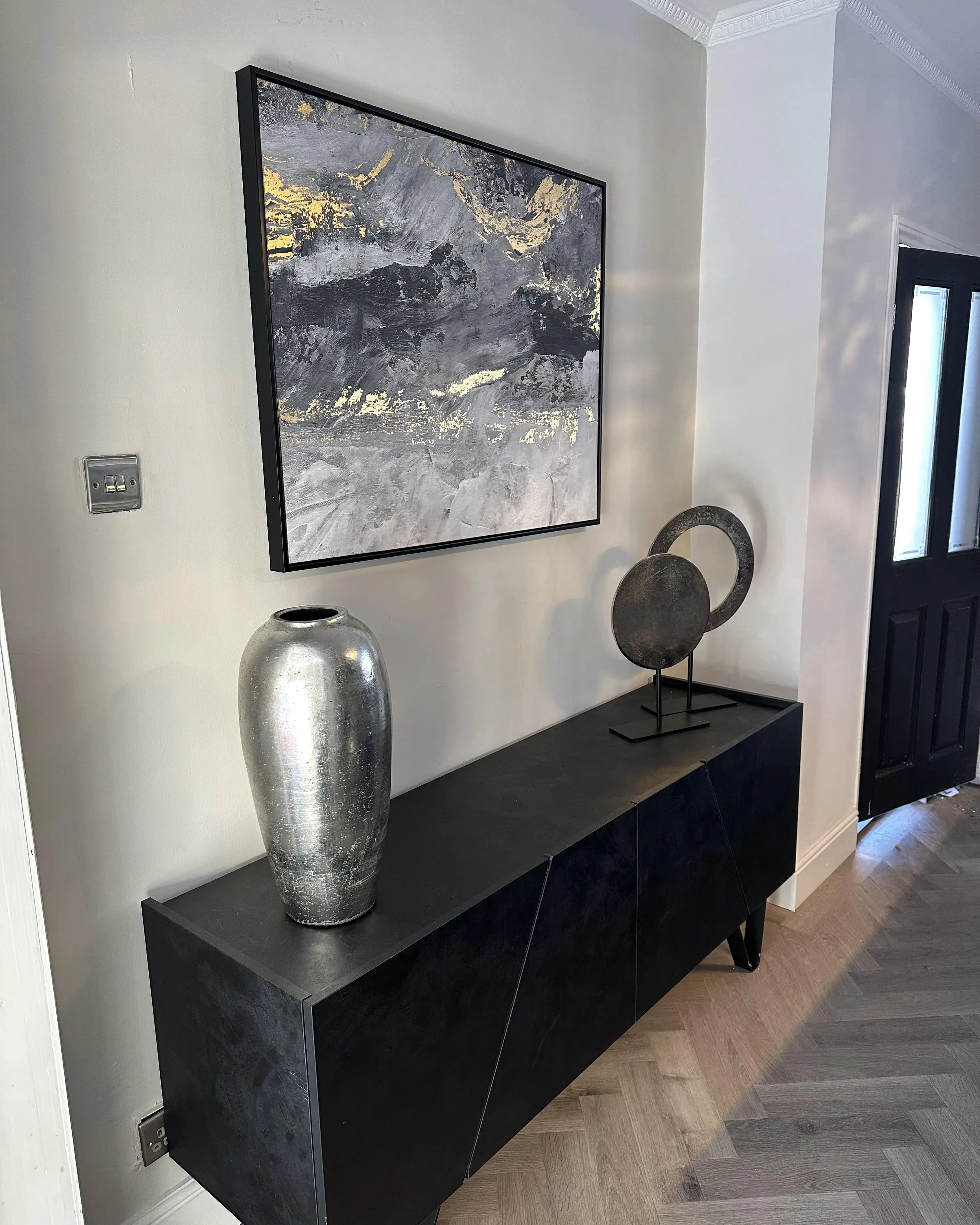 Stampa su tela Motivo astratto 83 x 103 cm Grigio