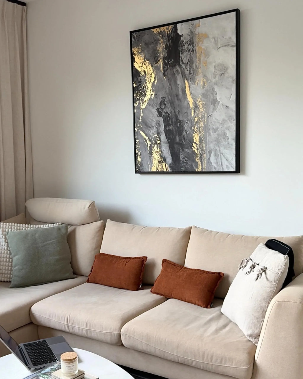 Stampa su tela Motivo astratto 83 x 103 cm Grigio